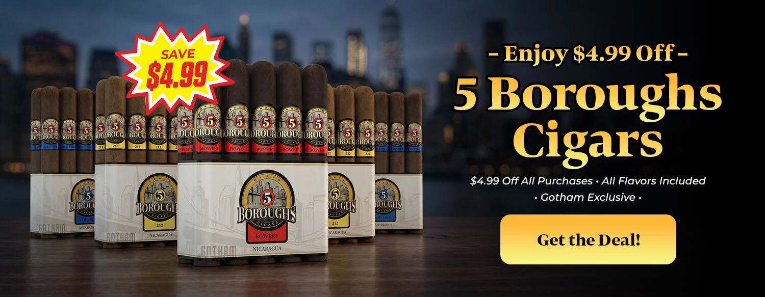 Enjot $4.99 off for 5 Boroughs Cigars