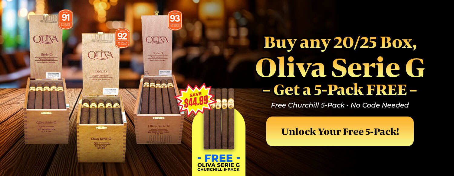 Buy any 20/25 Box of Oliva Serie G and Get a 5-Pack for Free