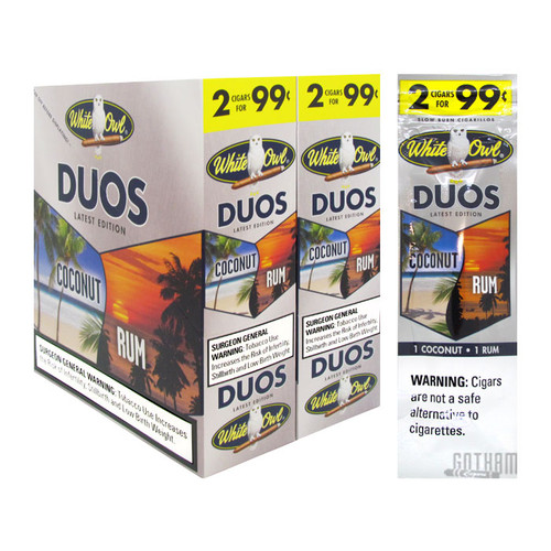White Owl Cigarillos Coconut Rum 30 Pouches Of 2