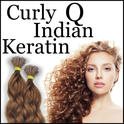 Curly Q  Indian Temple Hair, keratin tipped, 25 strands