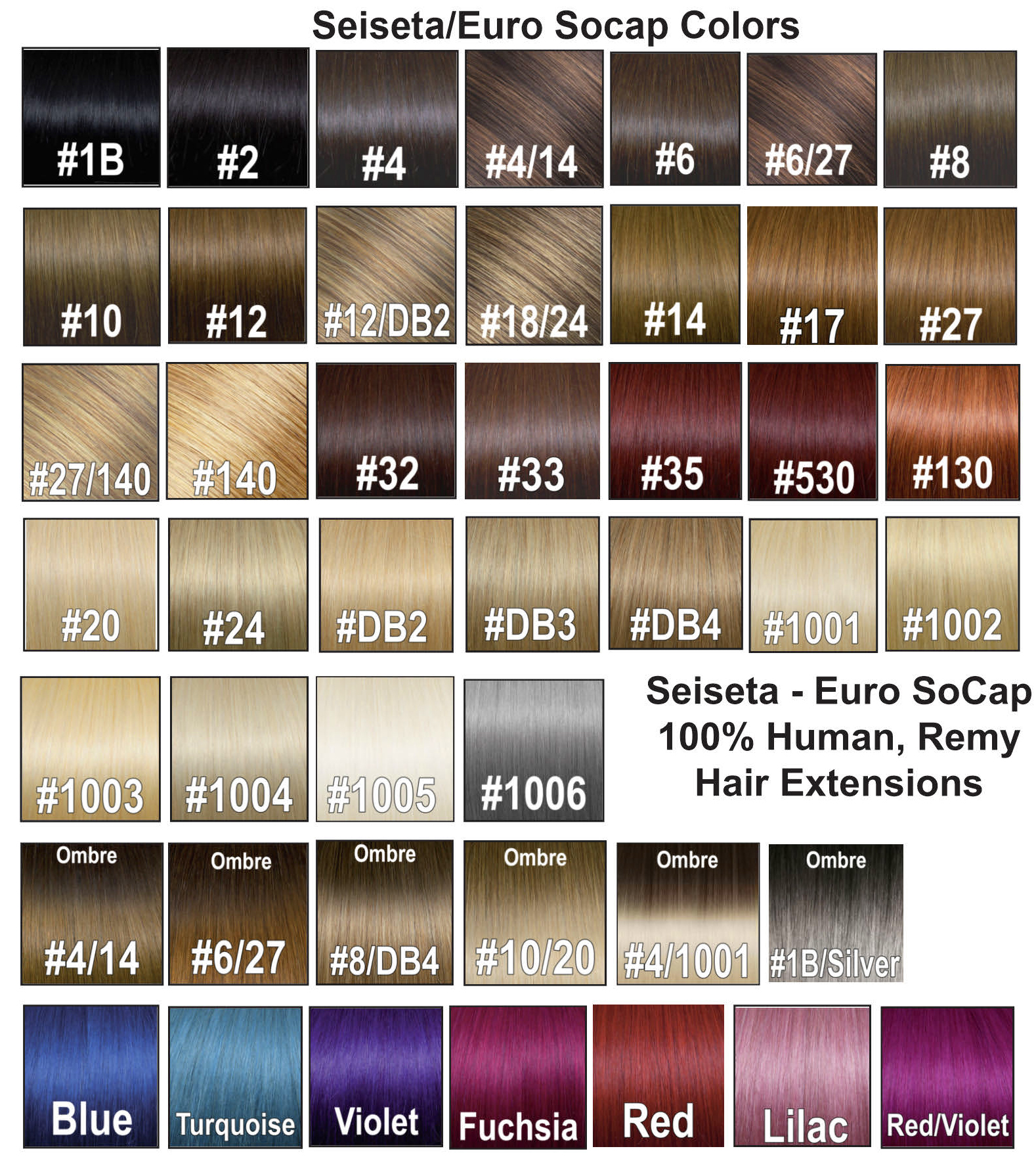 Hair Extension Color Chart  Hair Color Comparison Chart