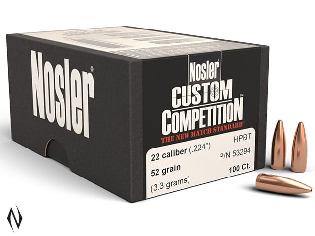 Nosler 224 52GR Hpbt Custom Comp 100PK