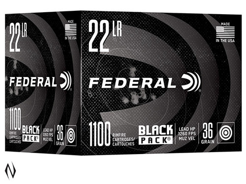 FEDERAL 22LR 36GR LEAD HP BLACK PACK 1100 PK 1260FPS