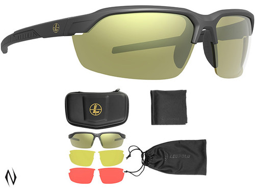 LEUPOLD SUNGLASSES TRACER MATTE BLACK DAYLIGHT MAX INC YELLOW & RED LENSES