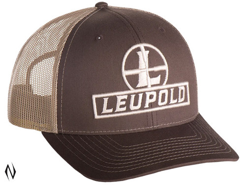 LEUPOLD RETICLE TRUCKER CAP FLAT BILL BROWN/KHAKI