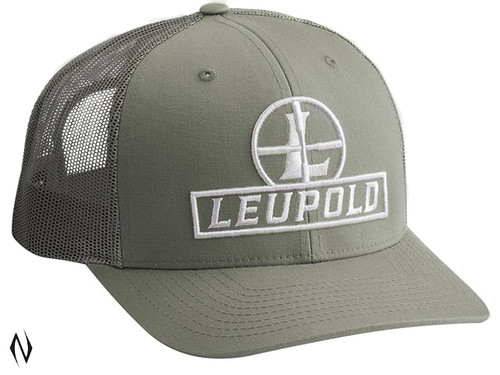 LEUPOLD RETICLE TRUCKER CAP FLAT BILL LODEN GREEN