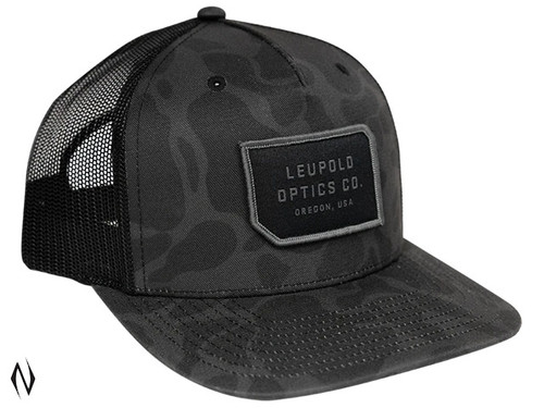 LEUPOLD LOC CAMO TRUCKER HAT BLACK