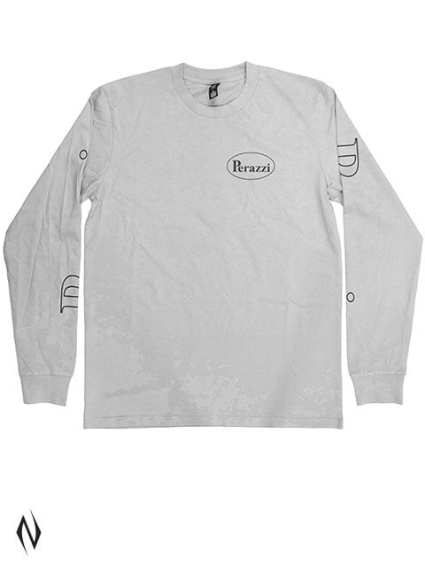 PERAZZI CLASSIC LONG SLEEVE T SHIRT STORM GREY - BLACK LOGO MEDIUM