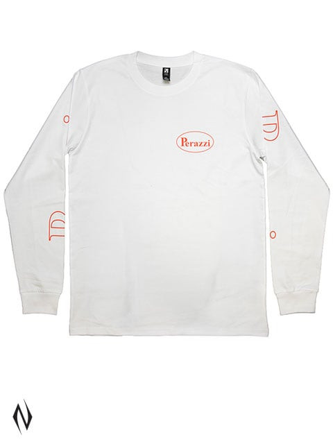 PERAZZI CLASSIC LONG SLEEVE T SHIRT WHITE - RED LOGO XX LARGE