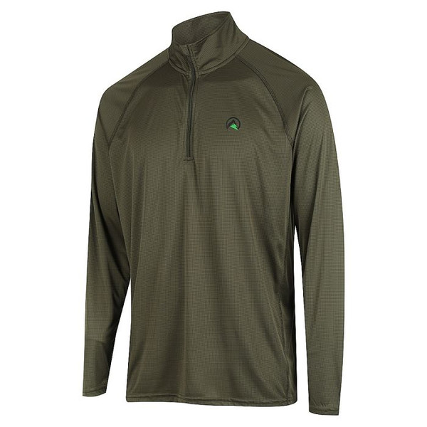 RL Mens Performance L/S Qtr Zip Top Forest