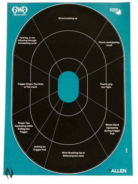 ALLEN GIRLS WITH GUNS SPLASH ADHESIVE TARGET 12X18 HANDGUN TRAINER 5PK