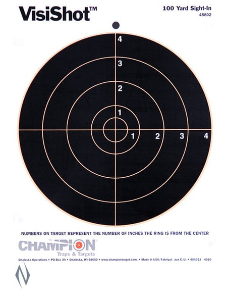 CHAMPION TARGET VISISHOT 8" BULLS EYE 10 PACK 8.5"X11"