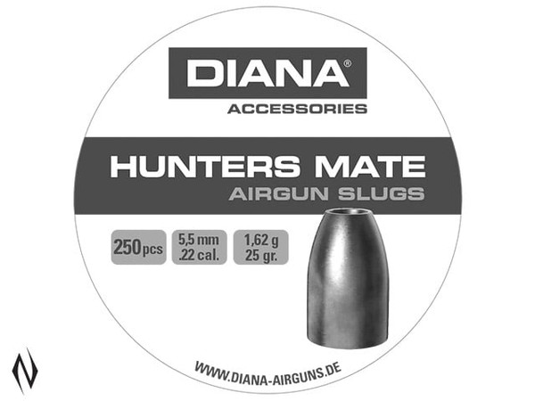 DIANA HUNTERS MATE SLUGS 22 CAL 25GR AIR PELLETS 250 PK