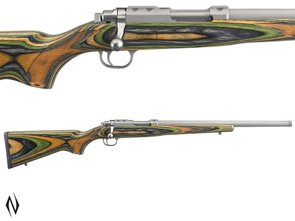 RUGER 77/22 22 HORNET 18.5" THREADED STAINLESS VARMINT LAMINATED