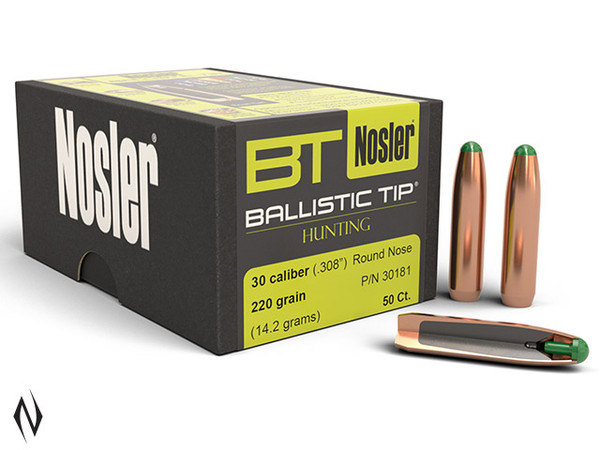 NOSLER 308 220GR RN BALLISTIC TIP 50PK