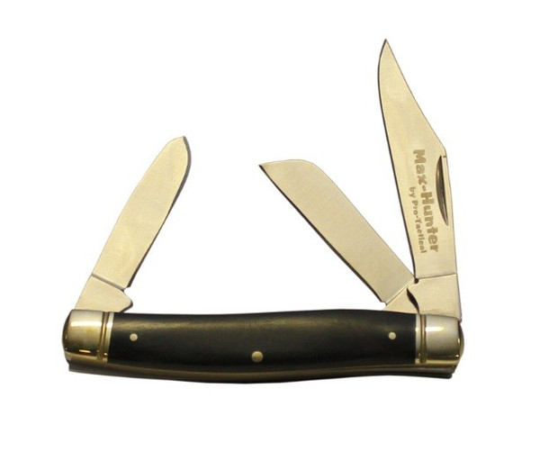 Max-Hunter Knife Stockman 3 Blade 3 2/2.5" Black Pakka Wood