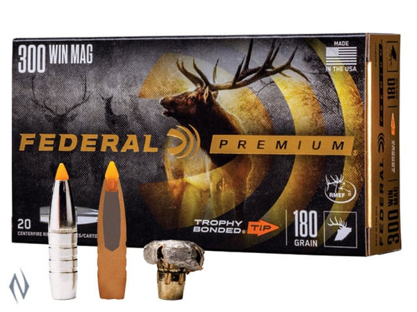 FEDERAL 300 WIN MAG 180GR TROPHY BONDED TIP