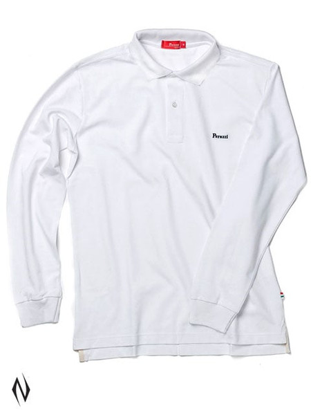 PERAZZI POLO SHIRT LONG SLEEVE COTTON WHITE LGE