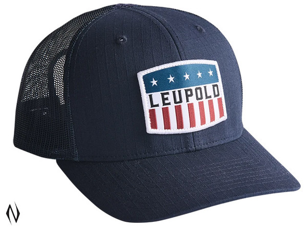LEUPOLD FLAT BADGE USA TRUCKER HAT NAVY