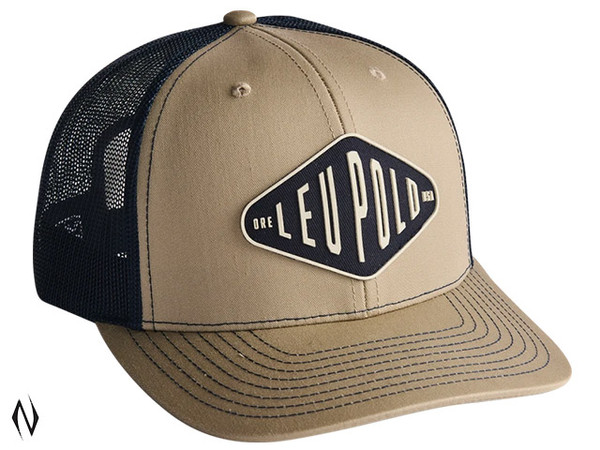 LEUPOLD DIAMOND BADGE TRUCKER HAT KHAKI