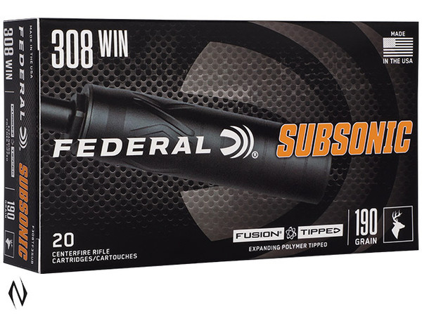 FEDERAL 308 WIN 190GR TIPPED FUSION SUBSONIC