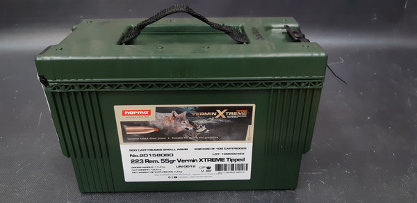 Norma 223Rem 55gr Vermin Xtreme Tipped 900pc Ammo Can