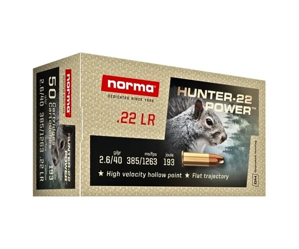 Norma 22LR Hunter-22 Power 40gr HV HP 50pk