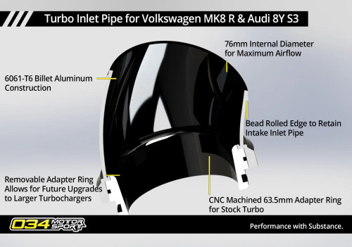 034 Motorsport - Turbo Inlet Pipe - Volkswagen Golf MK8 R & Audi  8Y S3