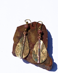 Two inch brass earrings.