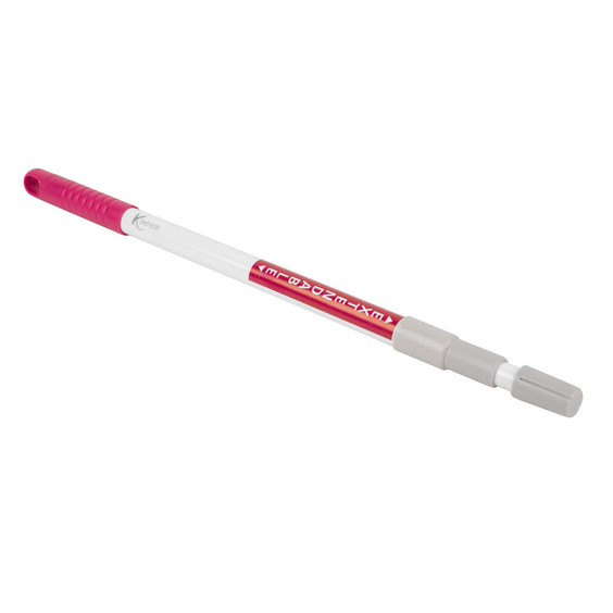 Pink and white extendable handle with grey tip, shown on white background
