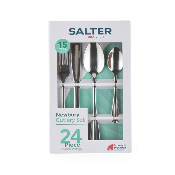 Salter Newbury 24 piece silver cutlery set box, 6 place settings.