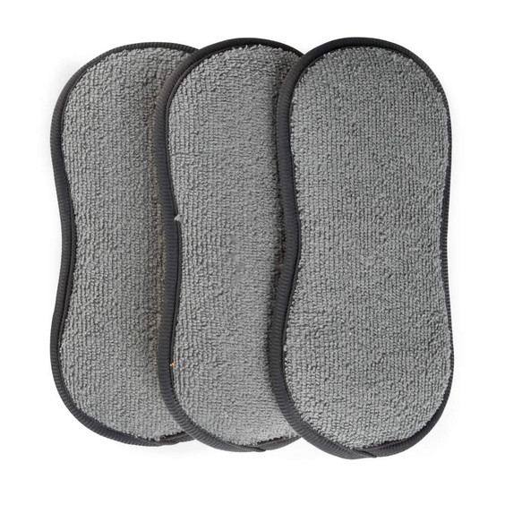 Pack of 3 grey microfibre mop pads with black trim