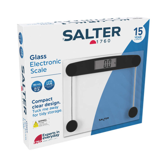 Salter Compact Glass Digital Bathroom Scale - Clear 9208 BK3RCEU16
