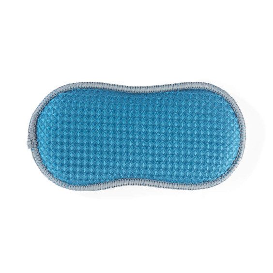 Blue textured cleaning pad with grey trim, shown from above.