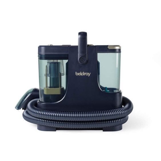Blue Beldray carpet cleaner with hose, front view