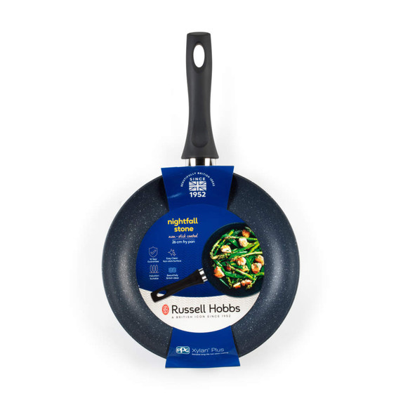 Russell Hobbs 26cm non-stick blue fry pan in retail packaging