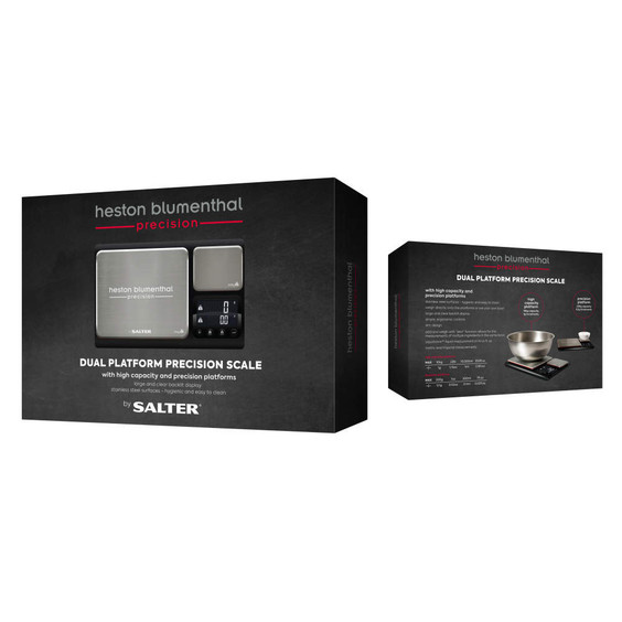 Heston Blumenthal dual platform kitchen scale packaging, black with stainless steel image
