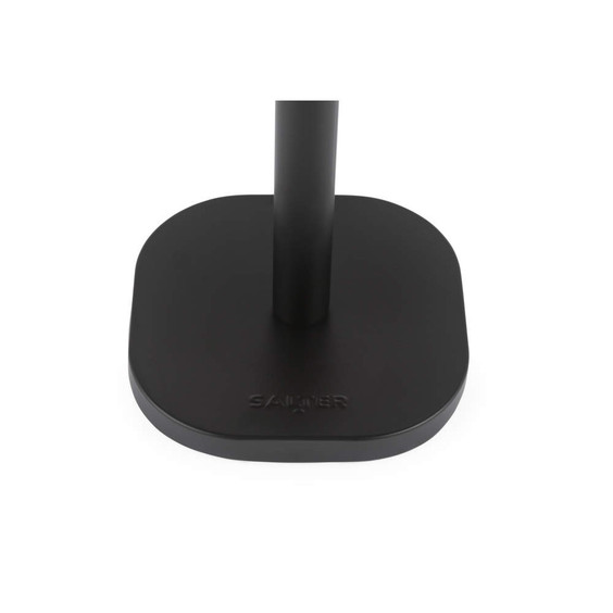 Black square weighted base for standing kitchen or bathroom product, embossed 'Salter'.