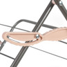 Close-up of pink plastic hinge on grey folding clothes airer