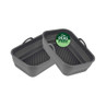 Set of two grey collapsible roasting trays with handles, PFAS free label visible