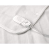 White heated mattress protector corner with attached control switch