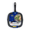 Grey 28cm square griddle pan with black handle, Russell Hobbs non-stick metallic marble finish