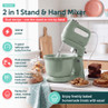 Green 2 in 1 stand and hand mixer with bowl and beaters