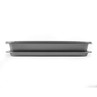 Set of two silver rectangular non-stick baking trays, shown stacked side view
