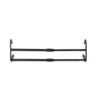 Black plastic multi hanger for clothes, shown folded upright