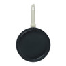 Non-stick frying pan with cream handle, shown from above