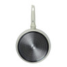 Cream non-stick frying pan, viewed from below showing induction-compatible base