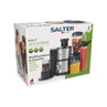 Salter 4 in 1 juicer and blender set in packaging, showing included bottles and grinder.