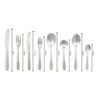 Eight-piece stainless steel cutlery set shown with item lengths in centimetres