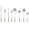 Eight-piece stainless steel cutlery set including knives, forks, and spoons.